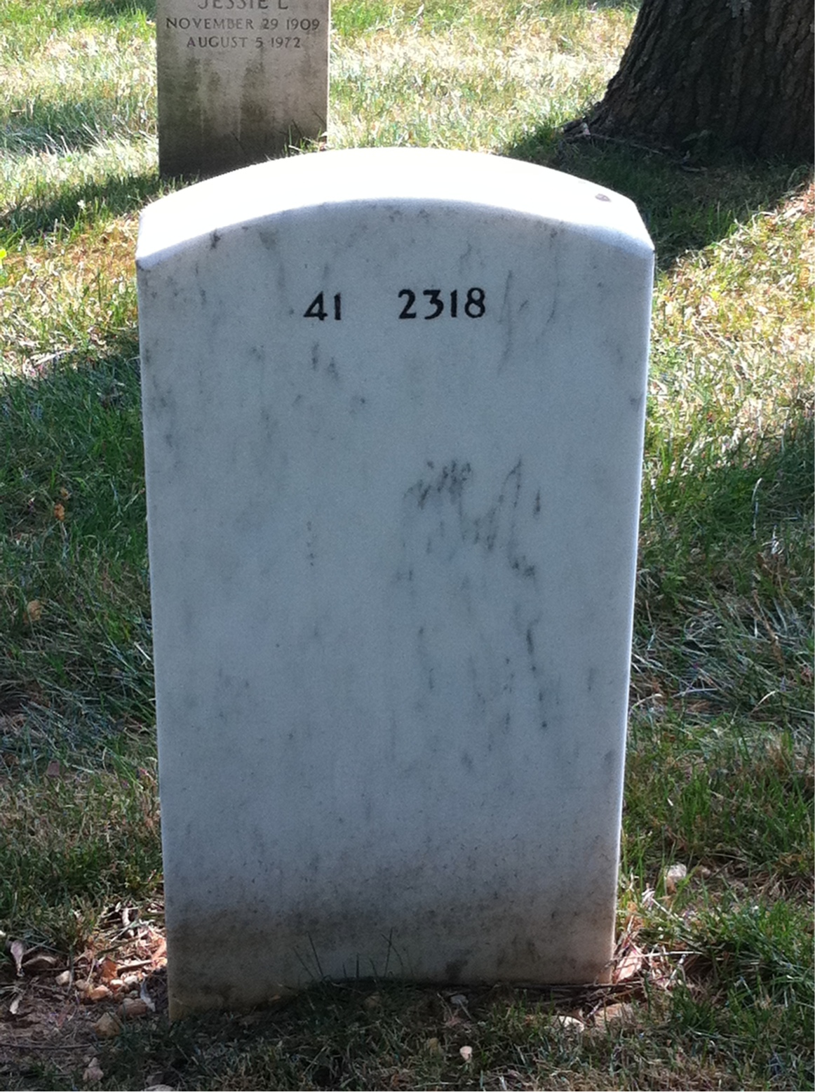 Back of headstone — Edwin Adkison