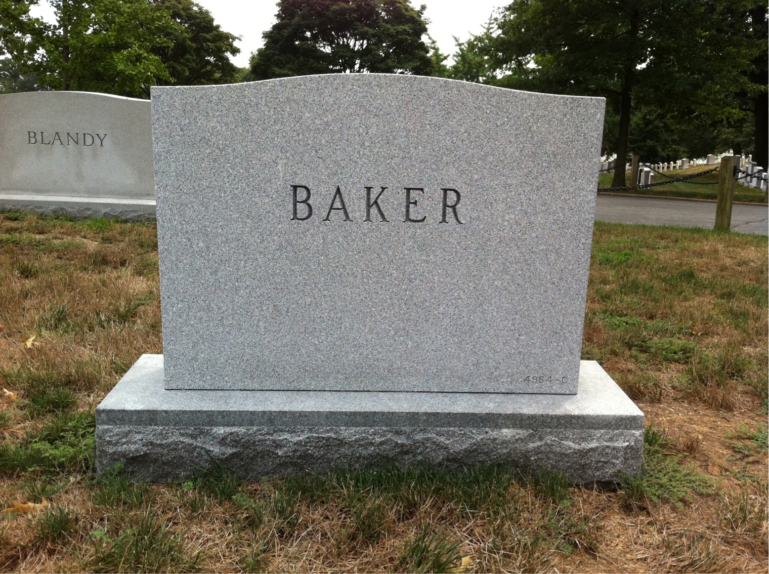 Back of headstone — Harold Baker