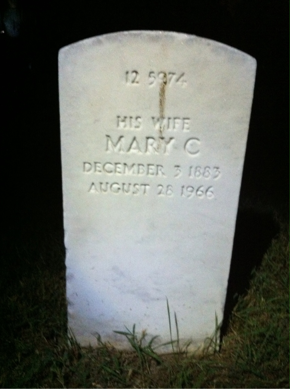 Back of headstone — Mary Myrick
