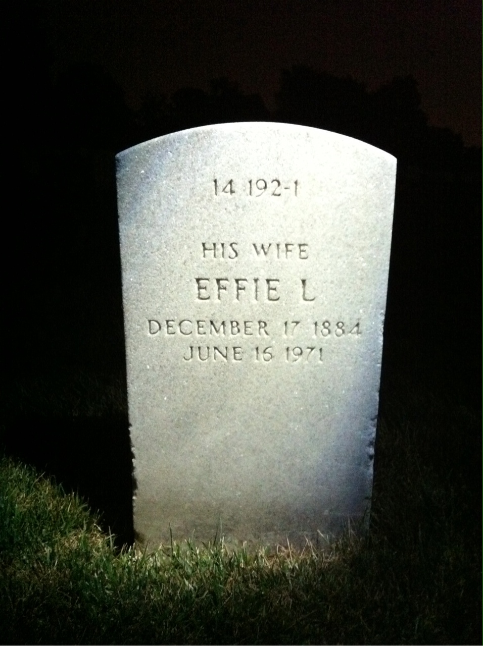 Back of headstone — Charles Mister