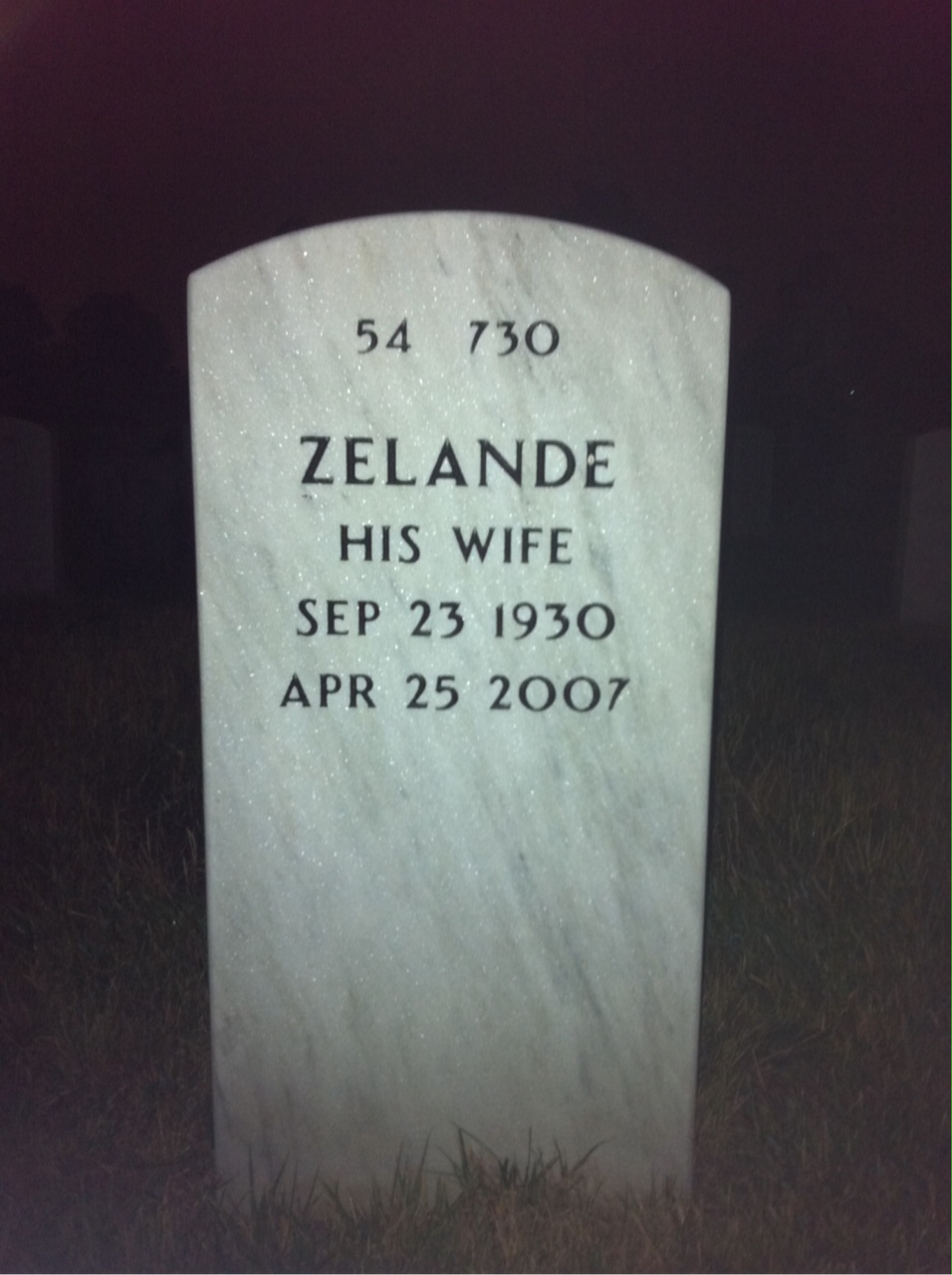 Back of headstone — Warren Salley
