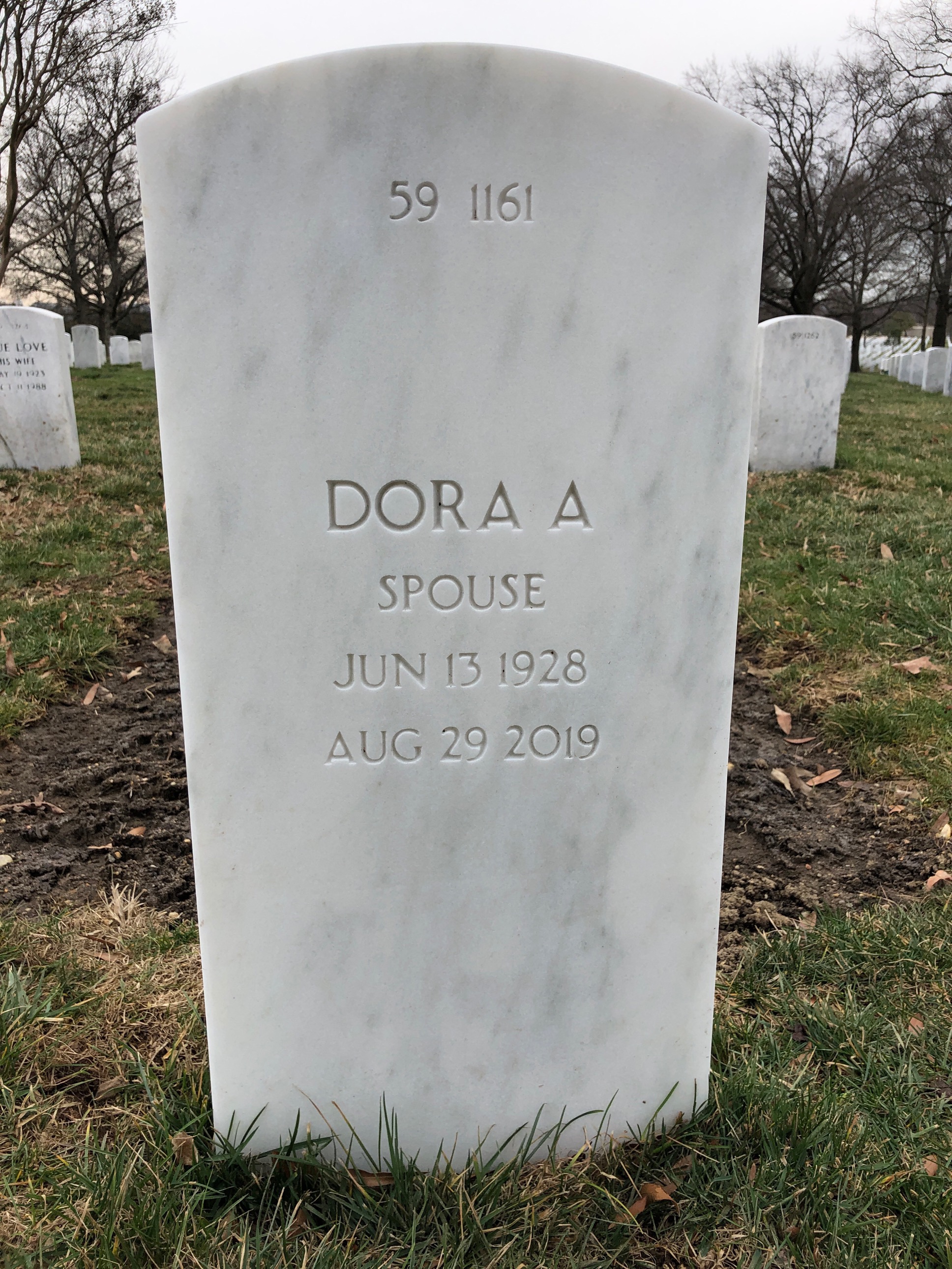 Back of headstone — John W Hill