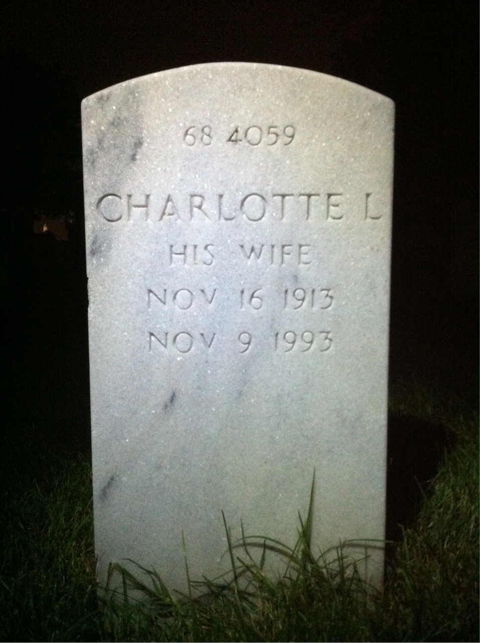 Back of headstone — Charlotte Molesworth