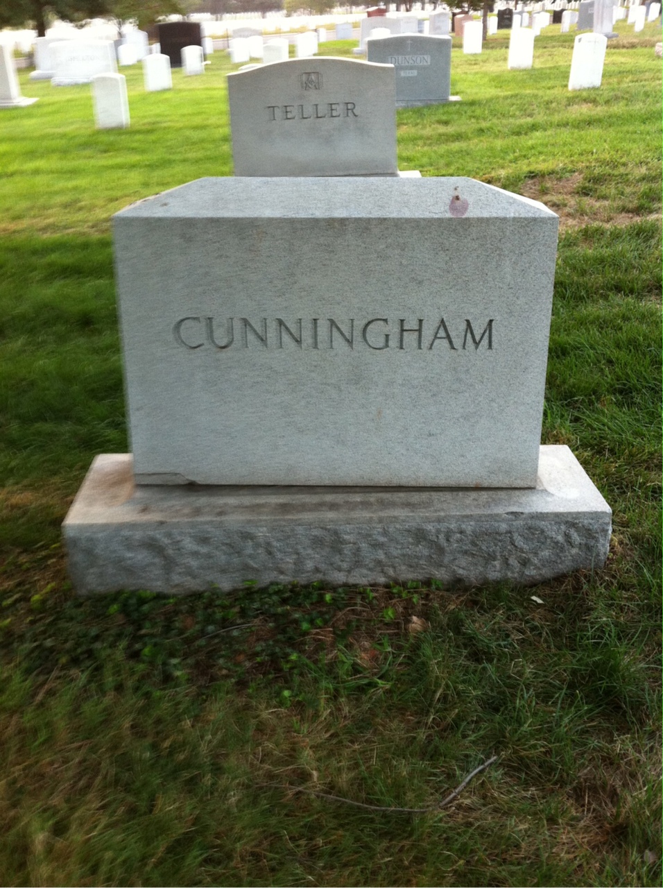 Back of headstone — Alfred Cunningham