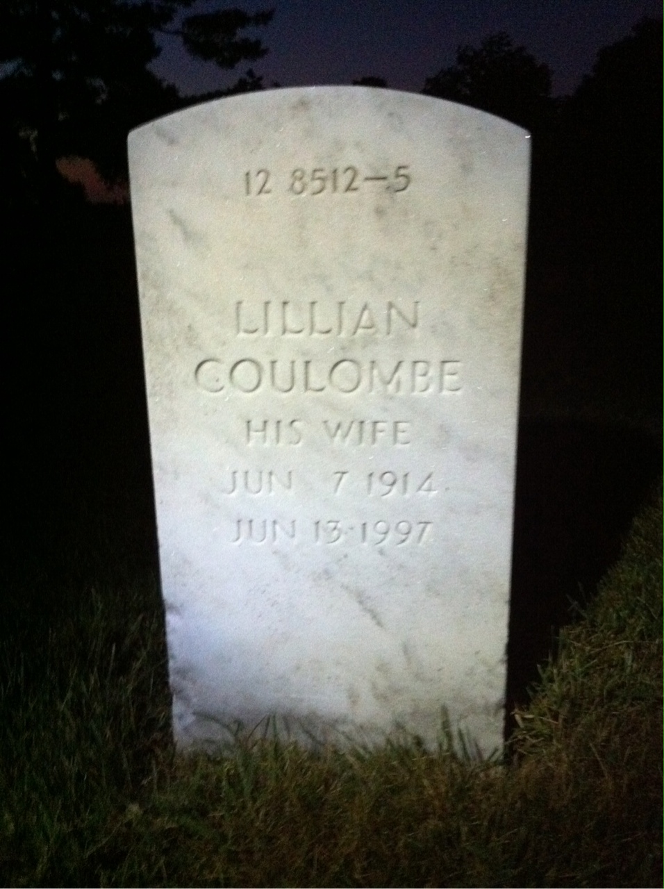 Back of headstone — Lillian Aaron