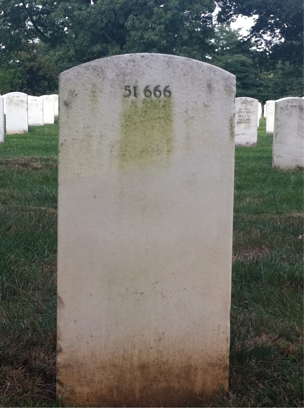 Back of headstone — Thomas J Mccarrick