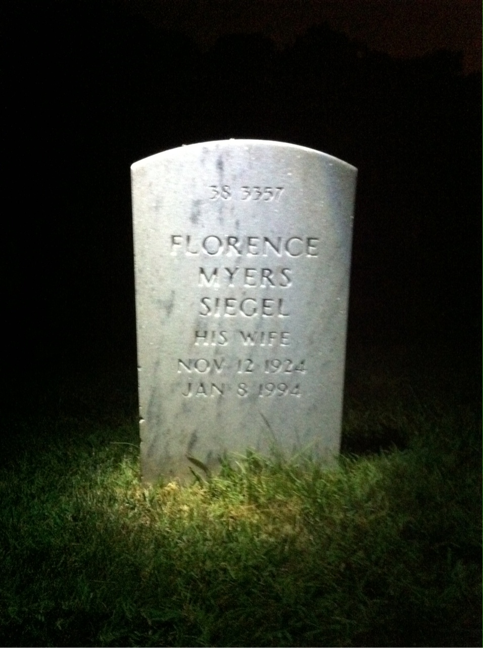 Back of headstone — John Myers