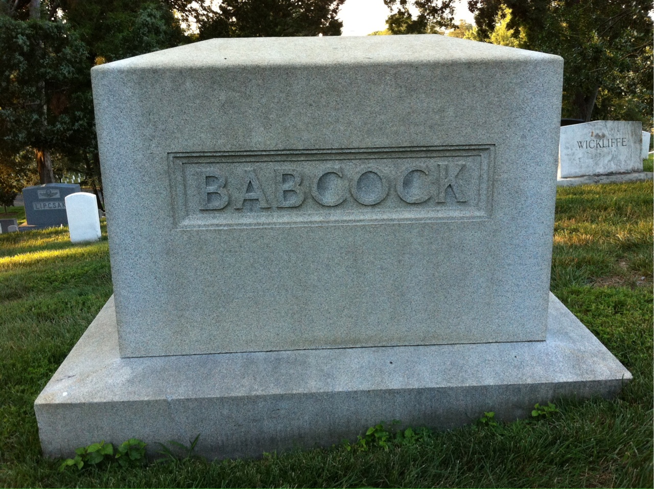Back of headstone — Ellis Babcock