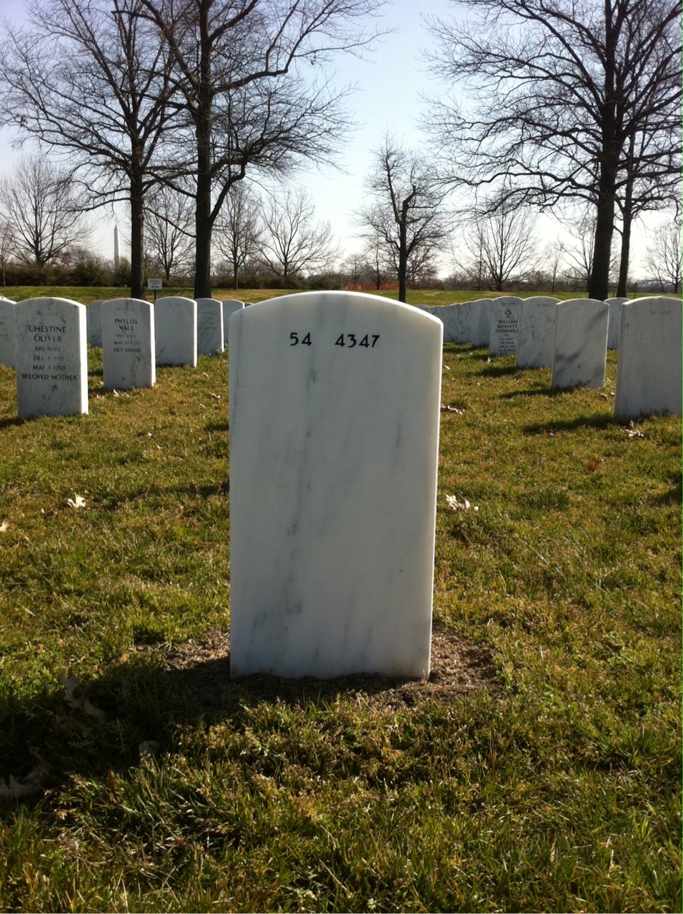 Back of headstone — William Oliver Kendrick