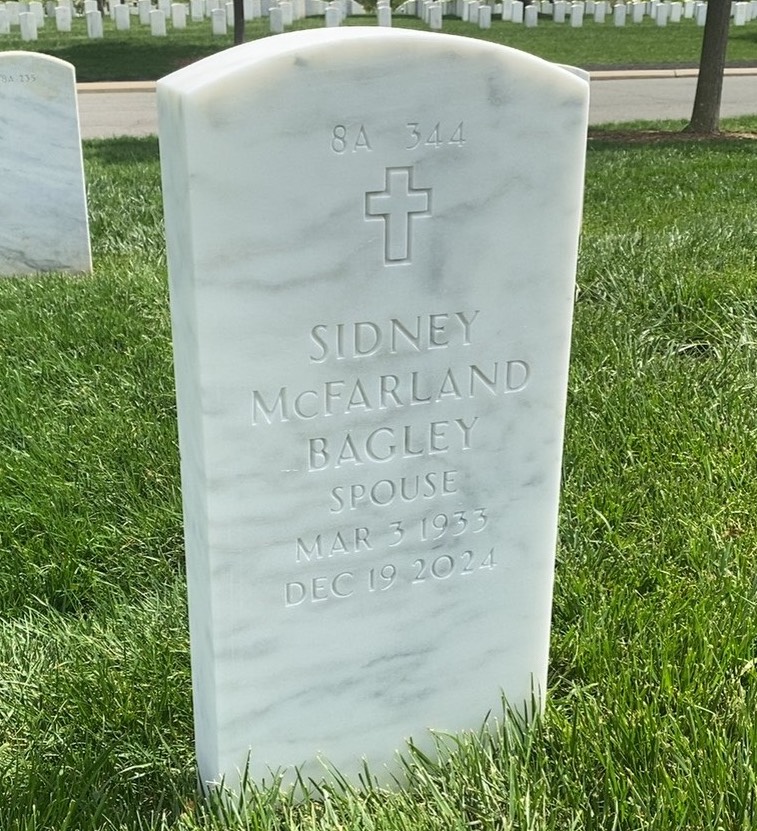 Back of headstone — Worth Bagley