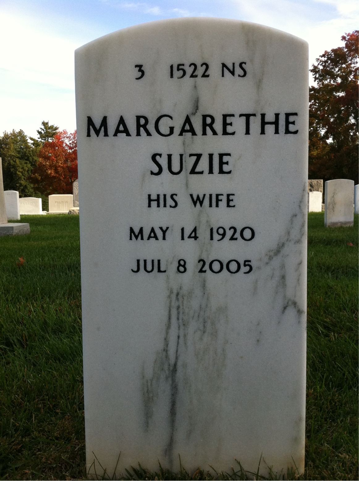 Back of headstone — Stanley Kennedy