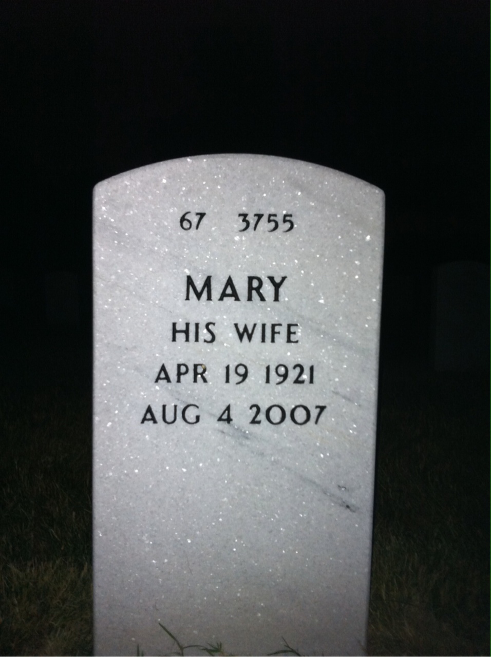 Back of headstone — Stephen Peknik