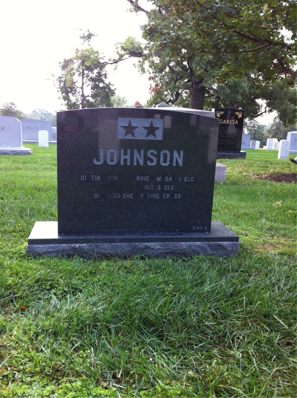 Back of headstone — Oris Johnson