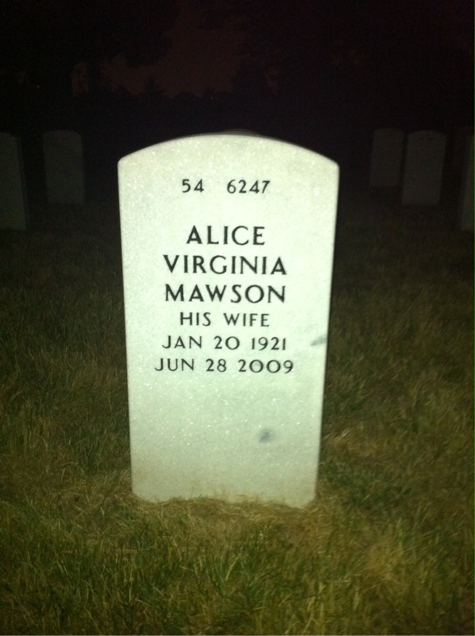 Back of headstone — Basil Blair