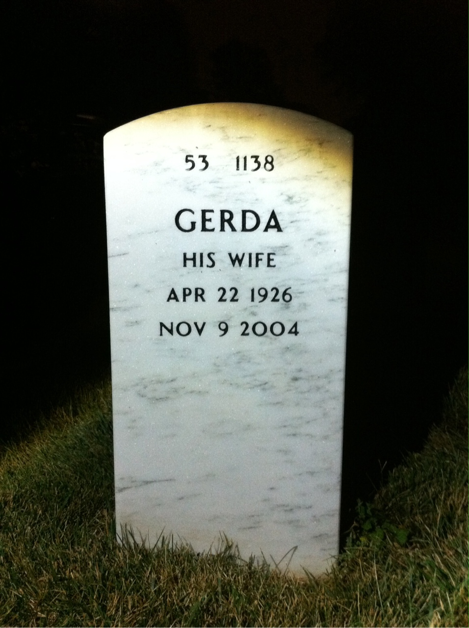 Back of headstone — Frank Turek