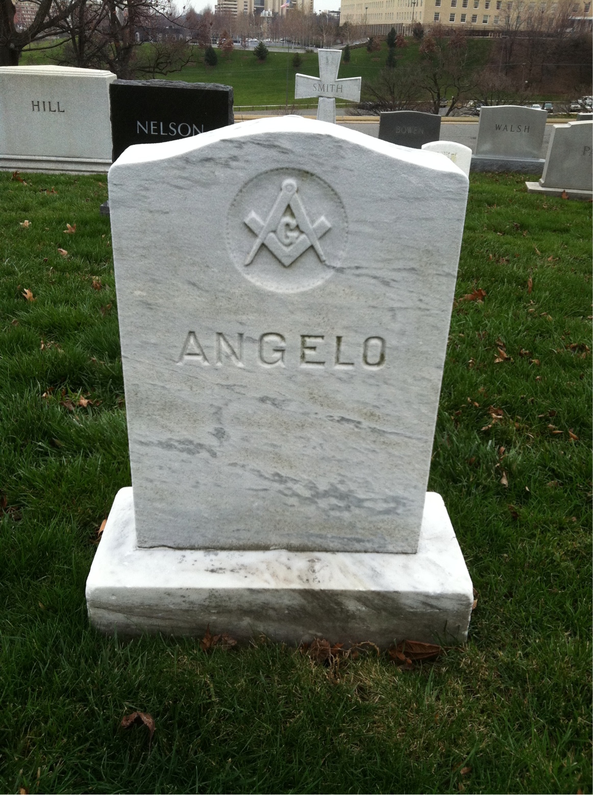 Back of headstone — Guy Angelo