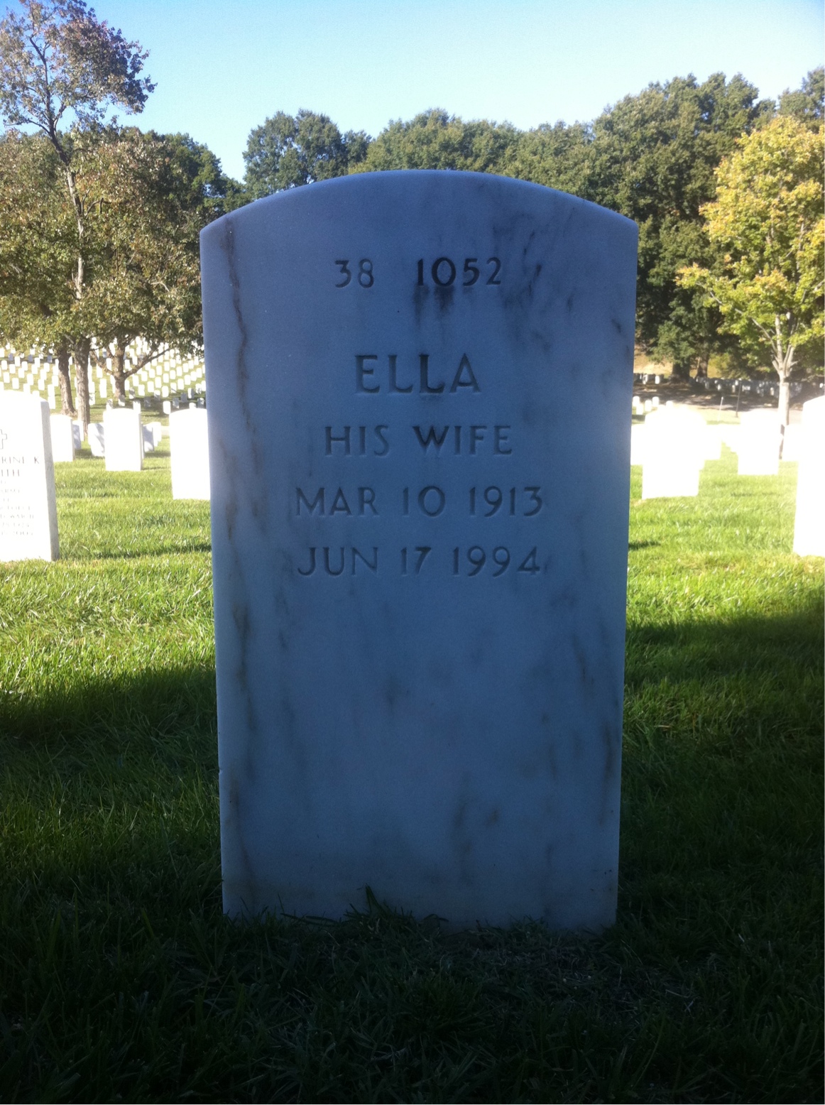Back of headstone — Ella Motich