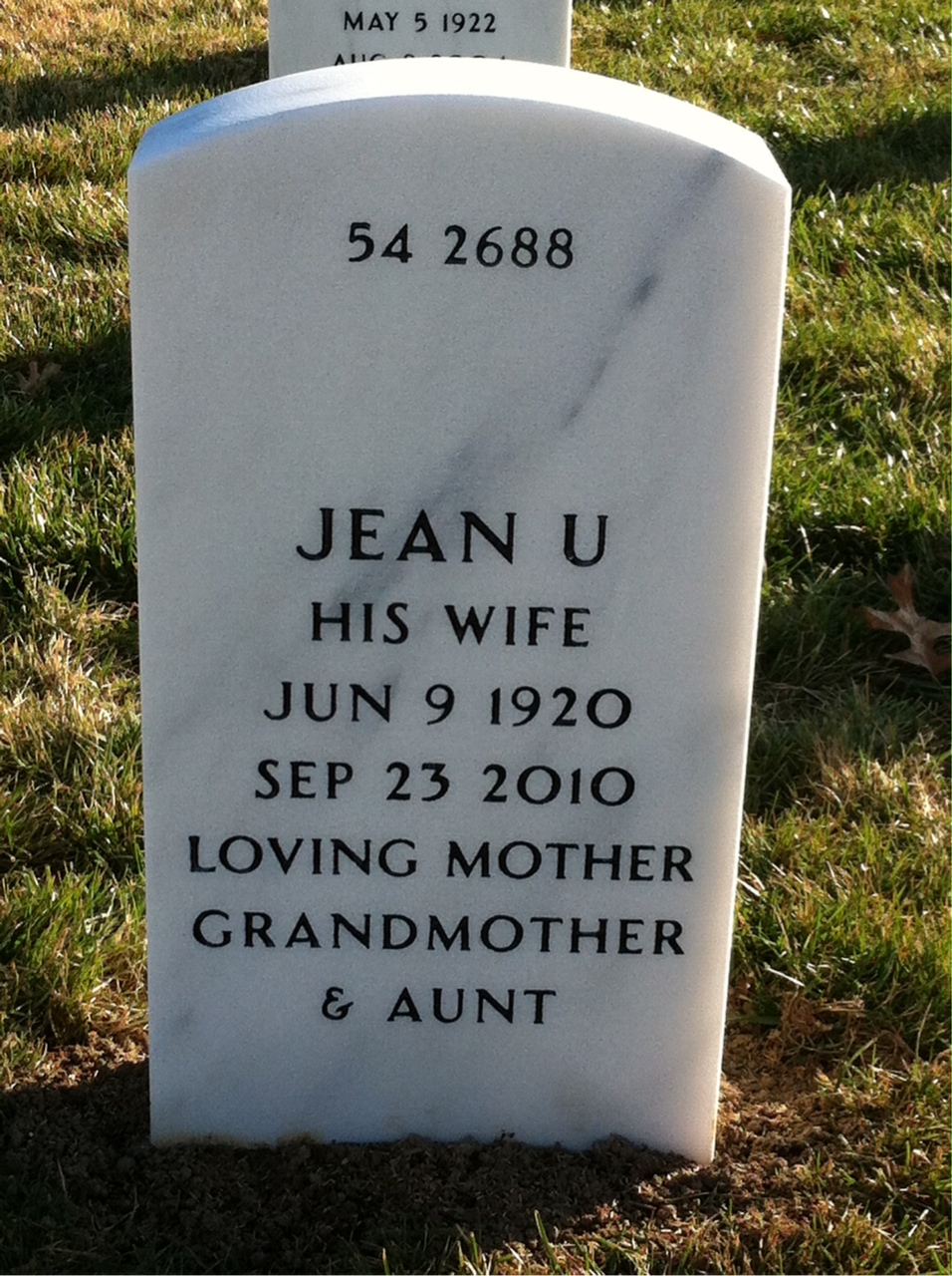 Back of headstone — Robert Aycock