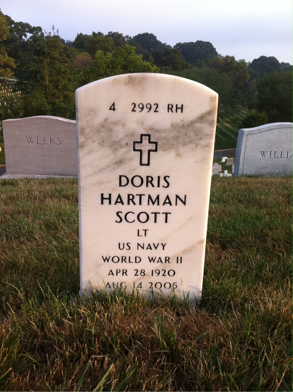 Back of headstone — Doris Scott