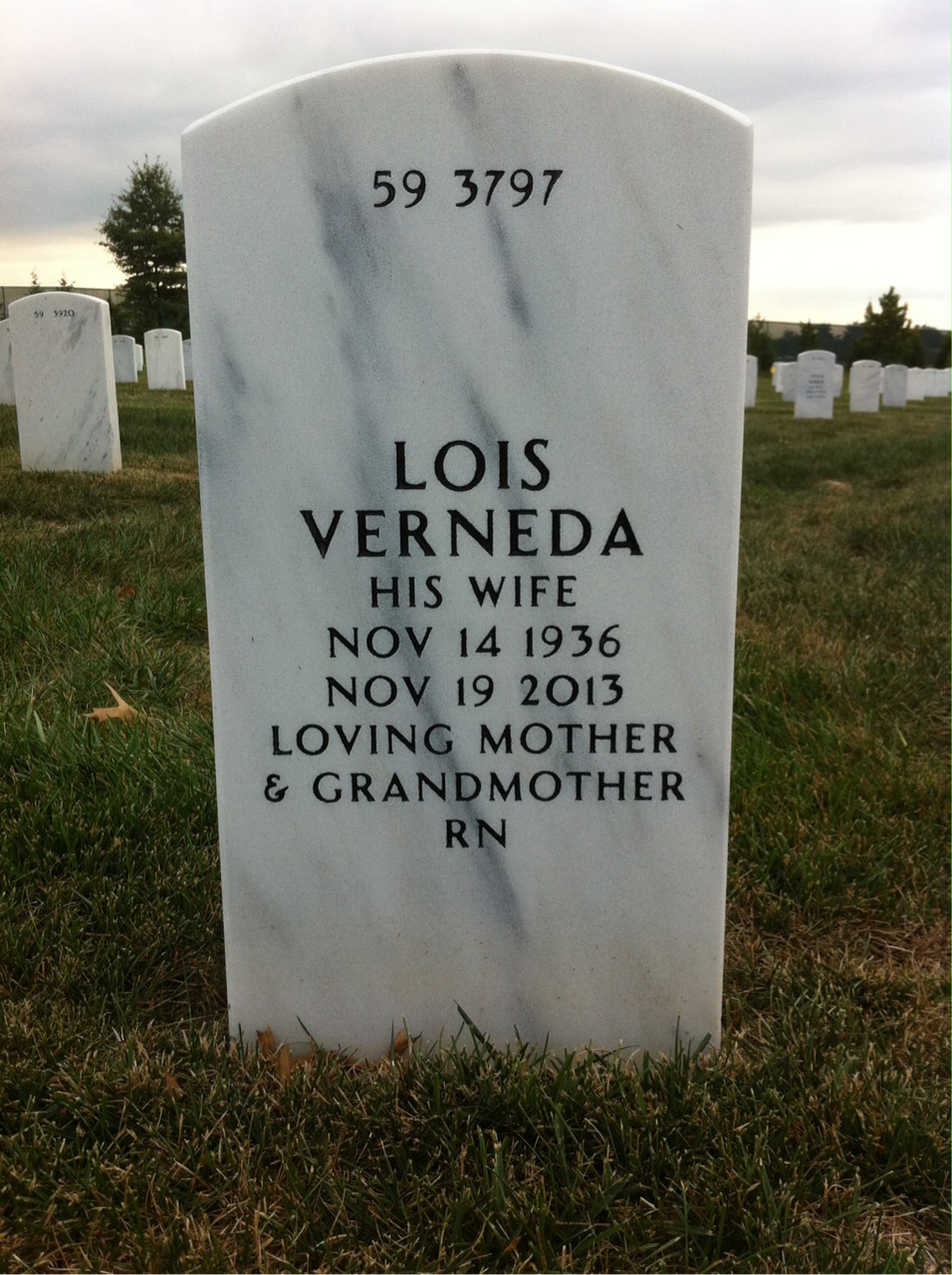 Back of headstone — James Harding