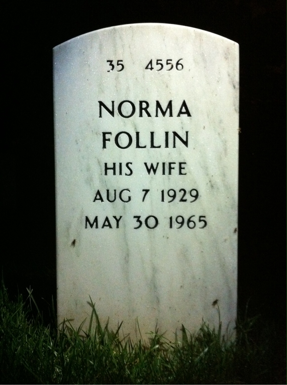 Back of headstone — Ralph Johnston