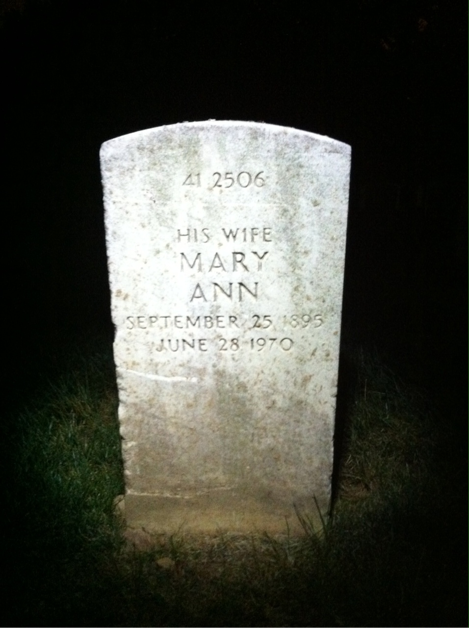 Back of headstone — John Bailey