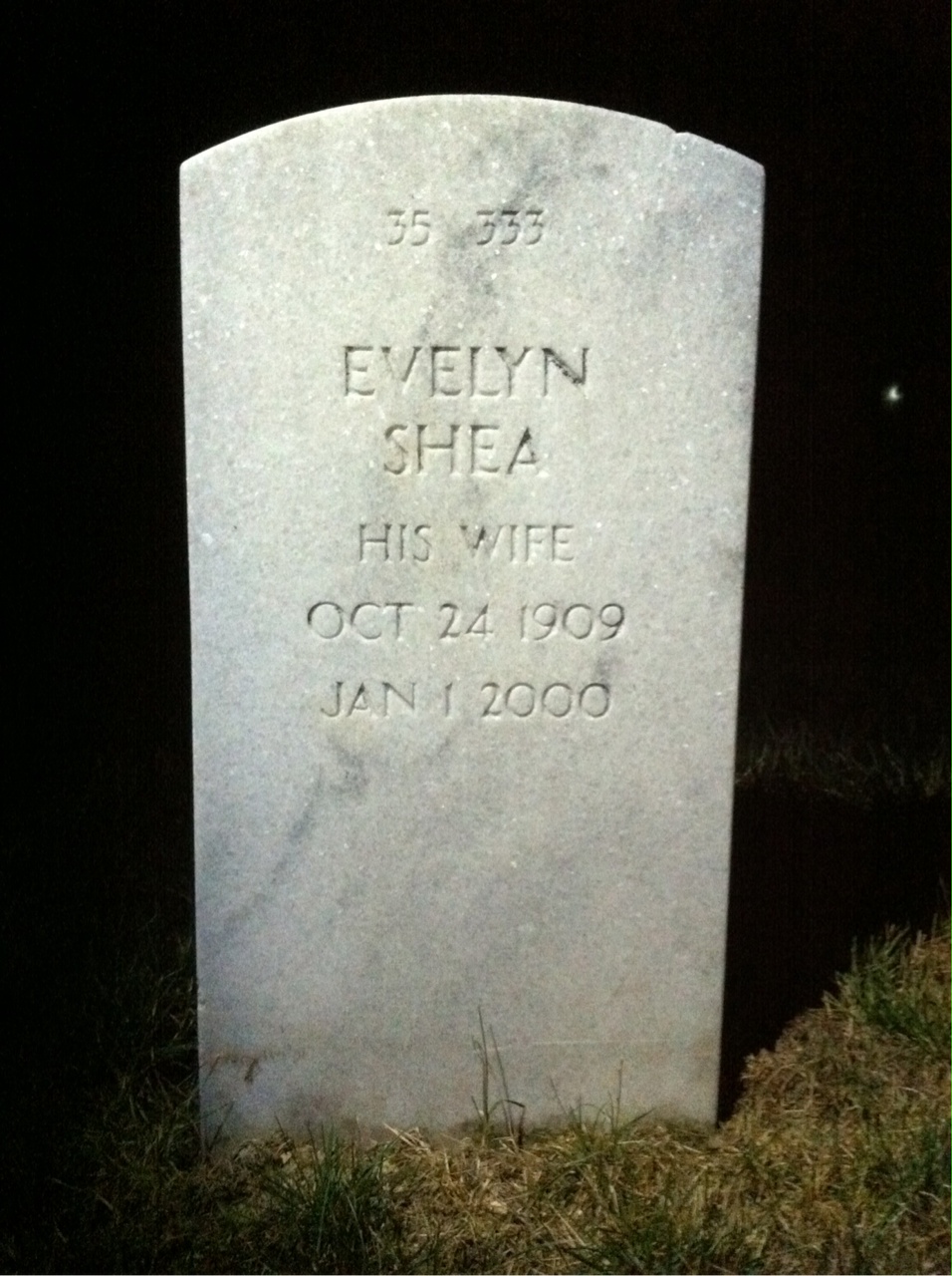Back of headstone — Evelyn Badger