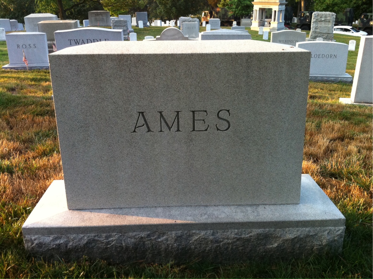 Back of headstone — Margaretta Ames