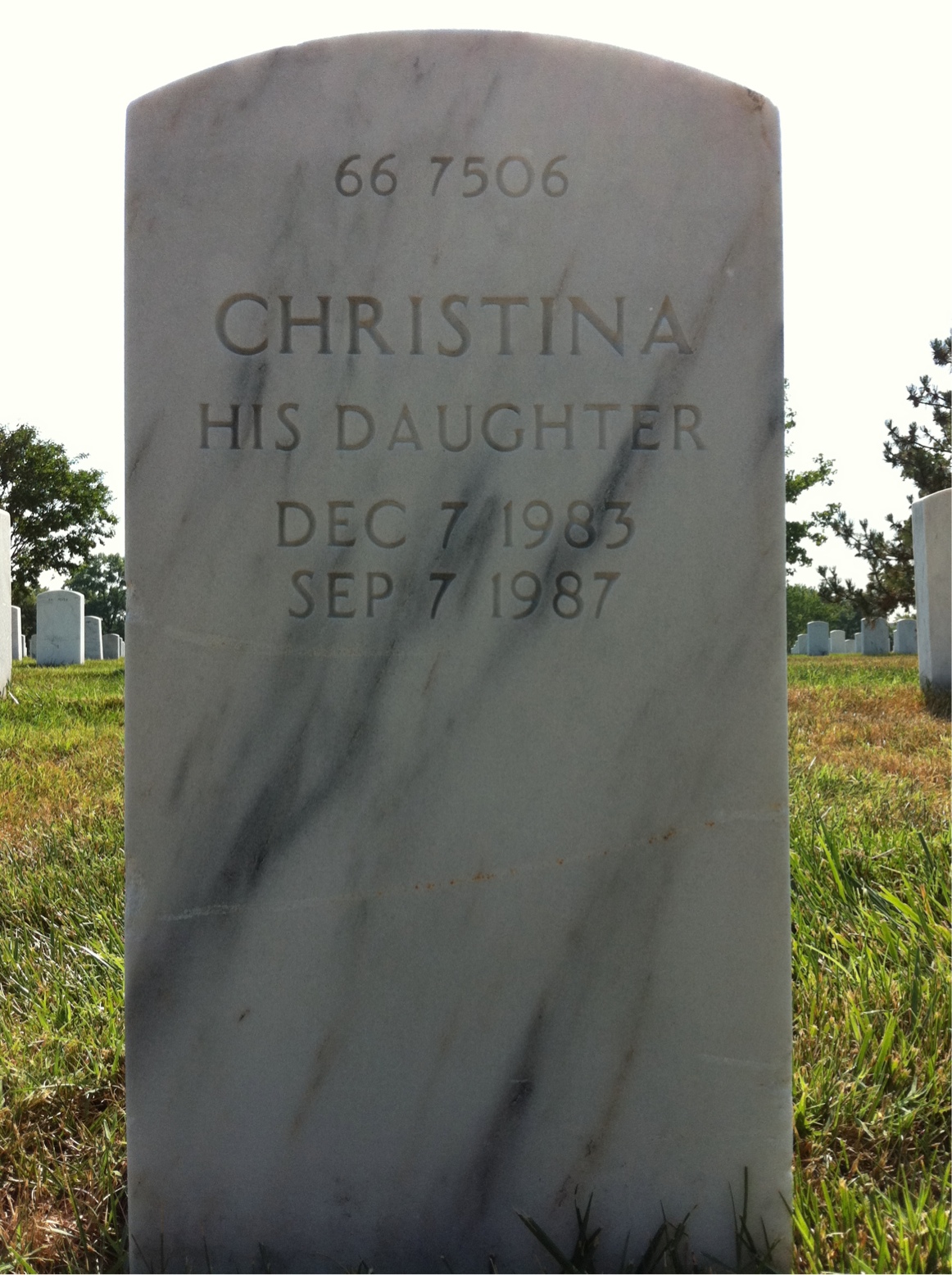 Back of headstone — Christina Bracey