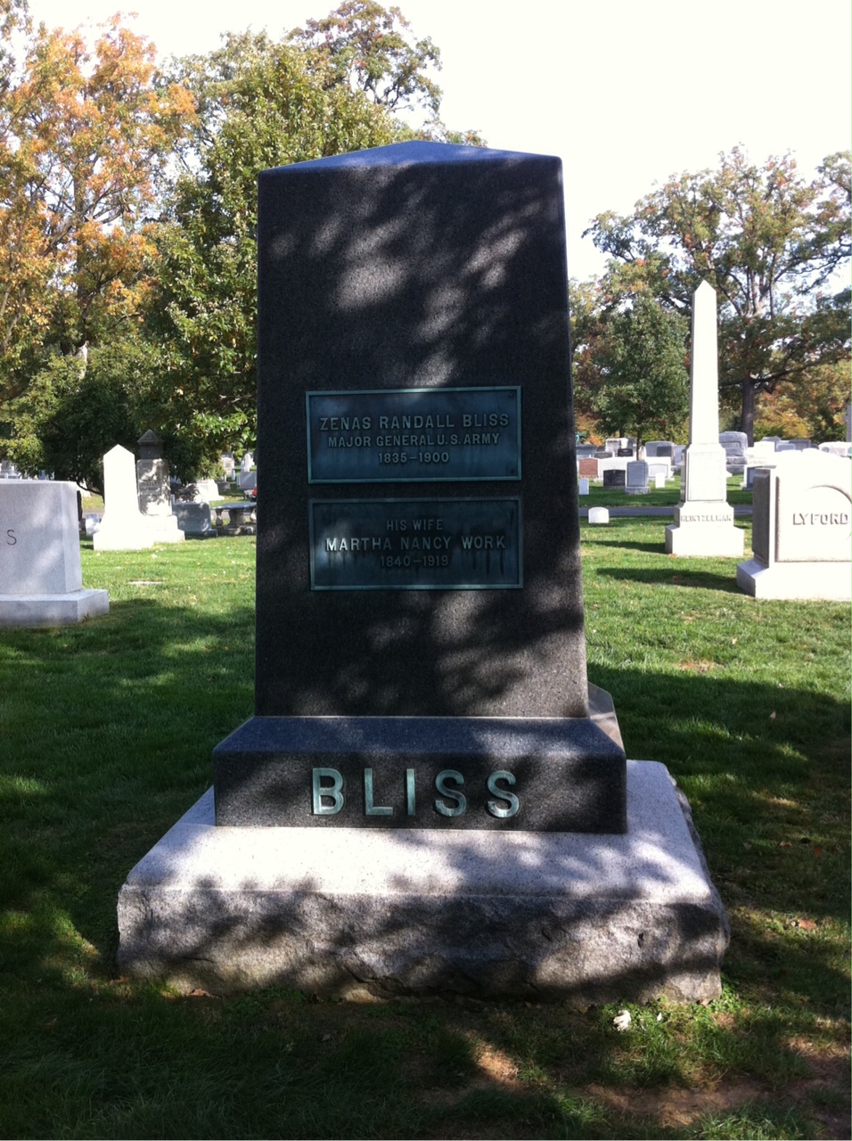 Headstone of Zenas R. Bliss