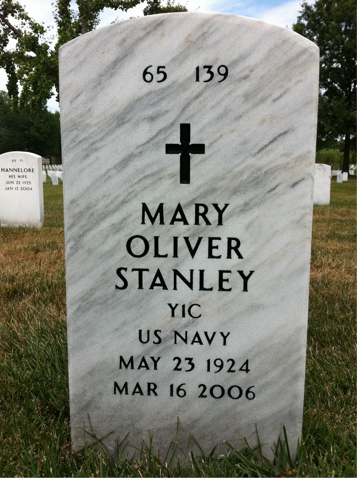 Back of headstone — Mary Stanley