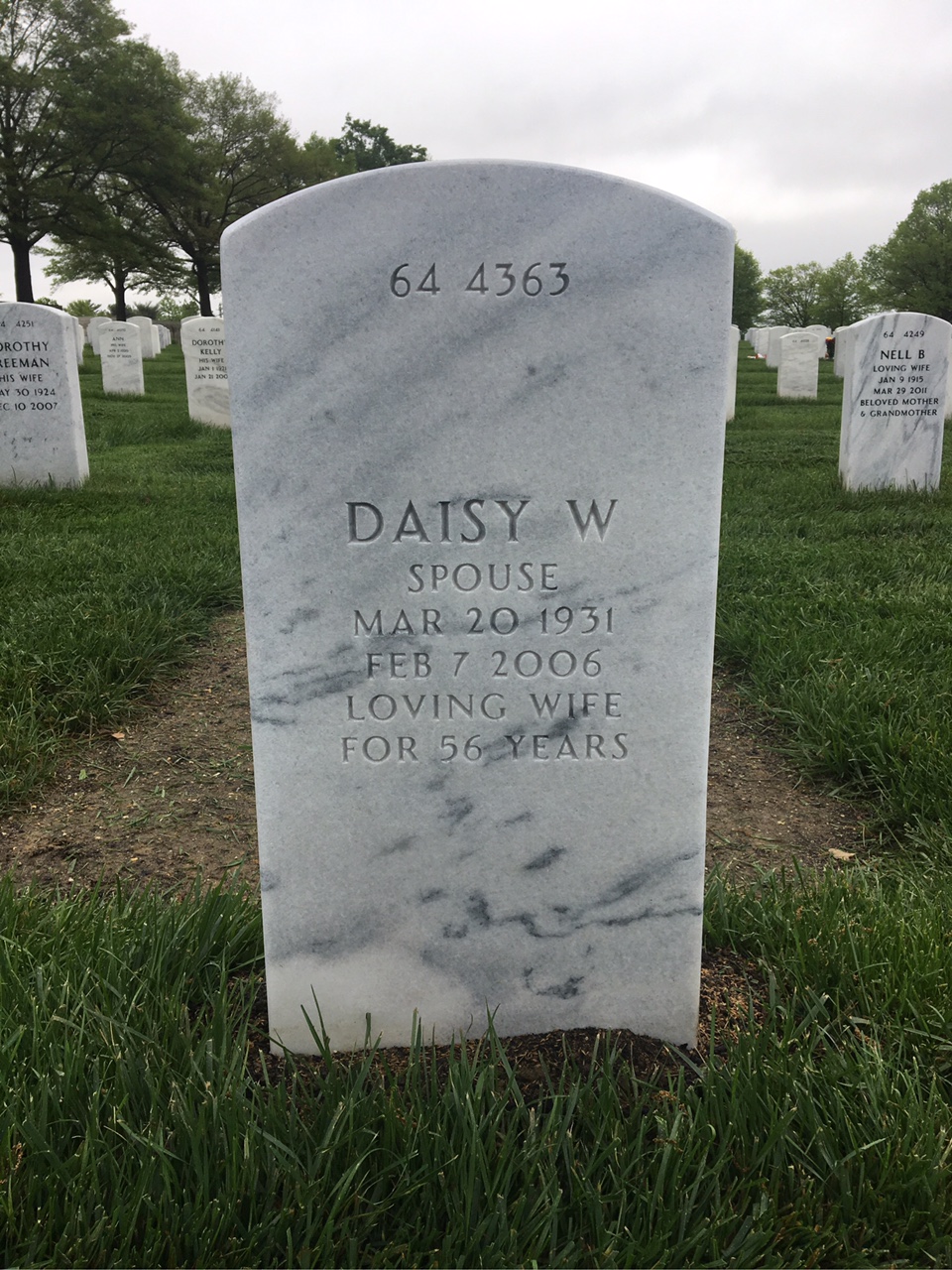 Back of headstone — Walter Kalita