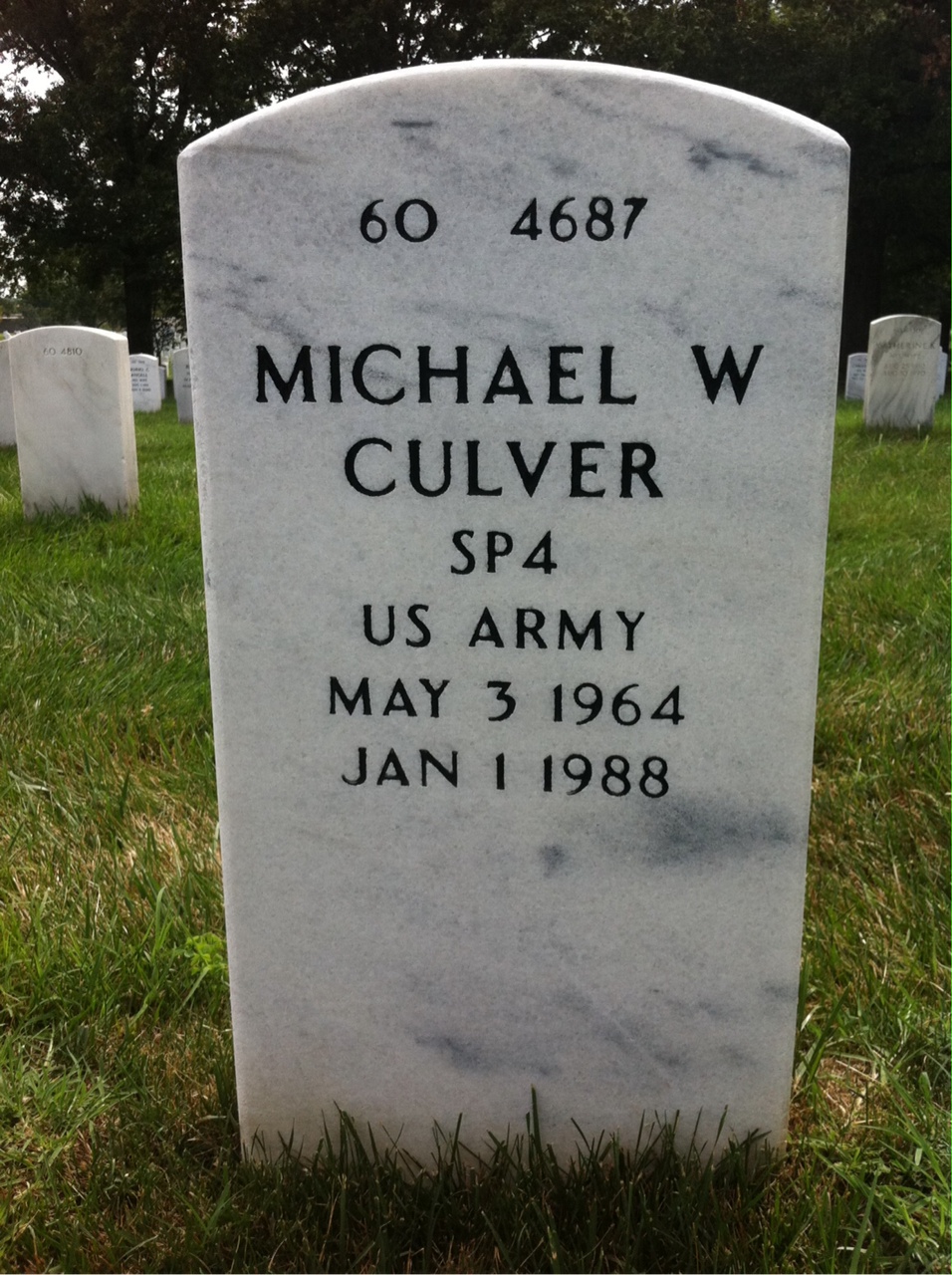 Back of headstone — James Culver