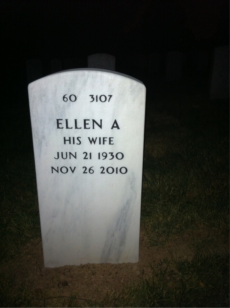 Back of headstone — Woodrow Howard