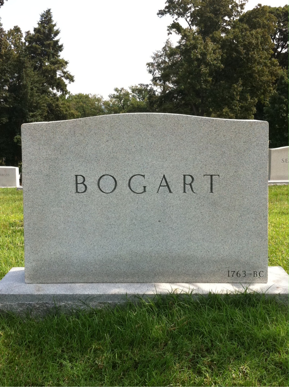 Back of headstone — Arthur Bogart