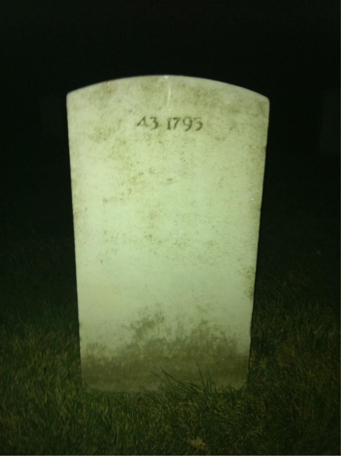 Back of headstone — Raymond Moore