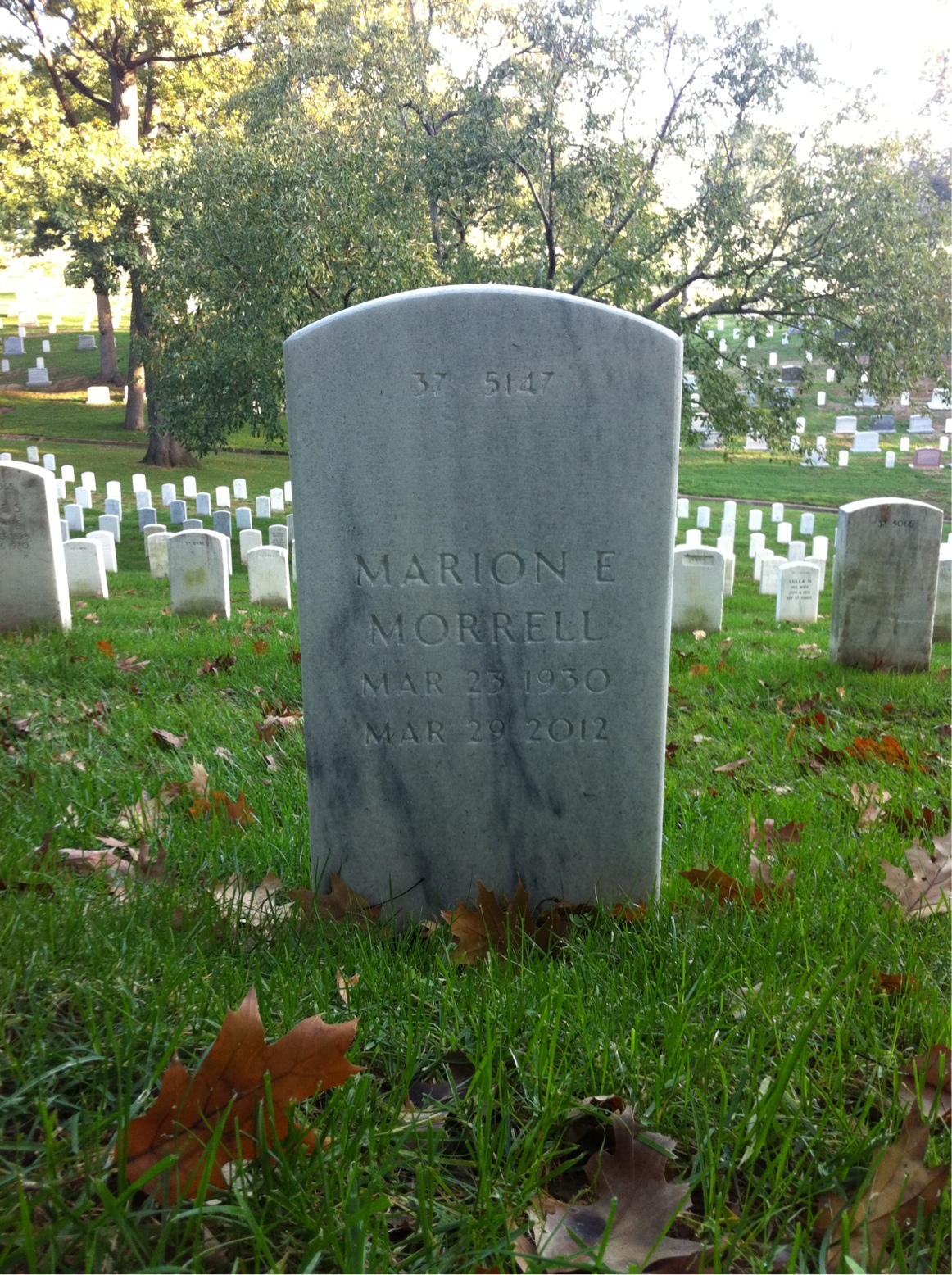 Back of headstone — James Morrell