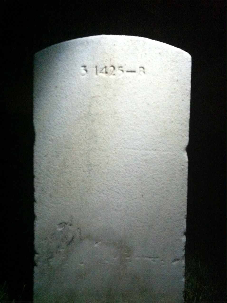 Back of headstone — John P White