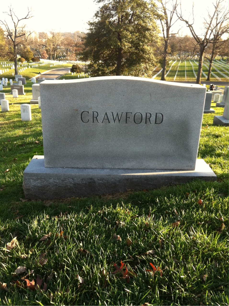 Back of headstone — Roscoe C Crawford