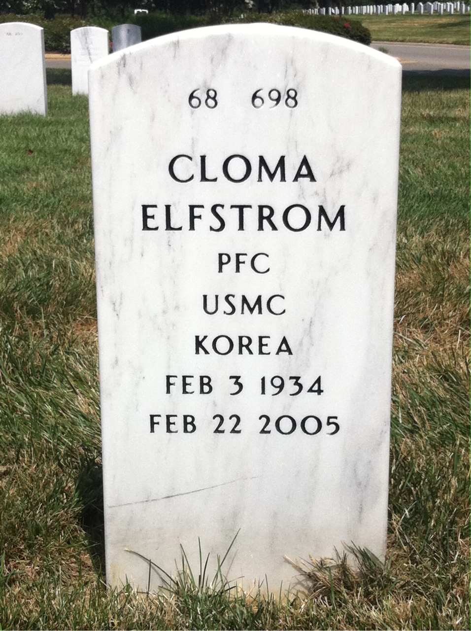 Back of headstone — Berger Elfstrom