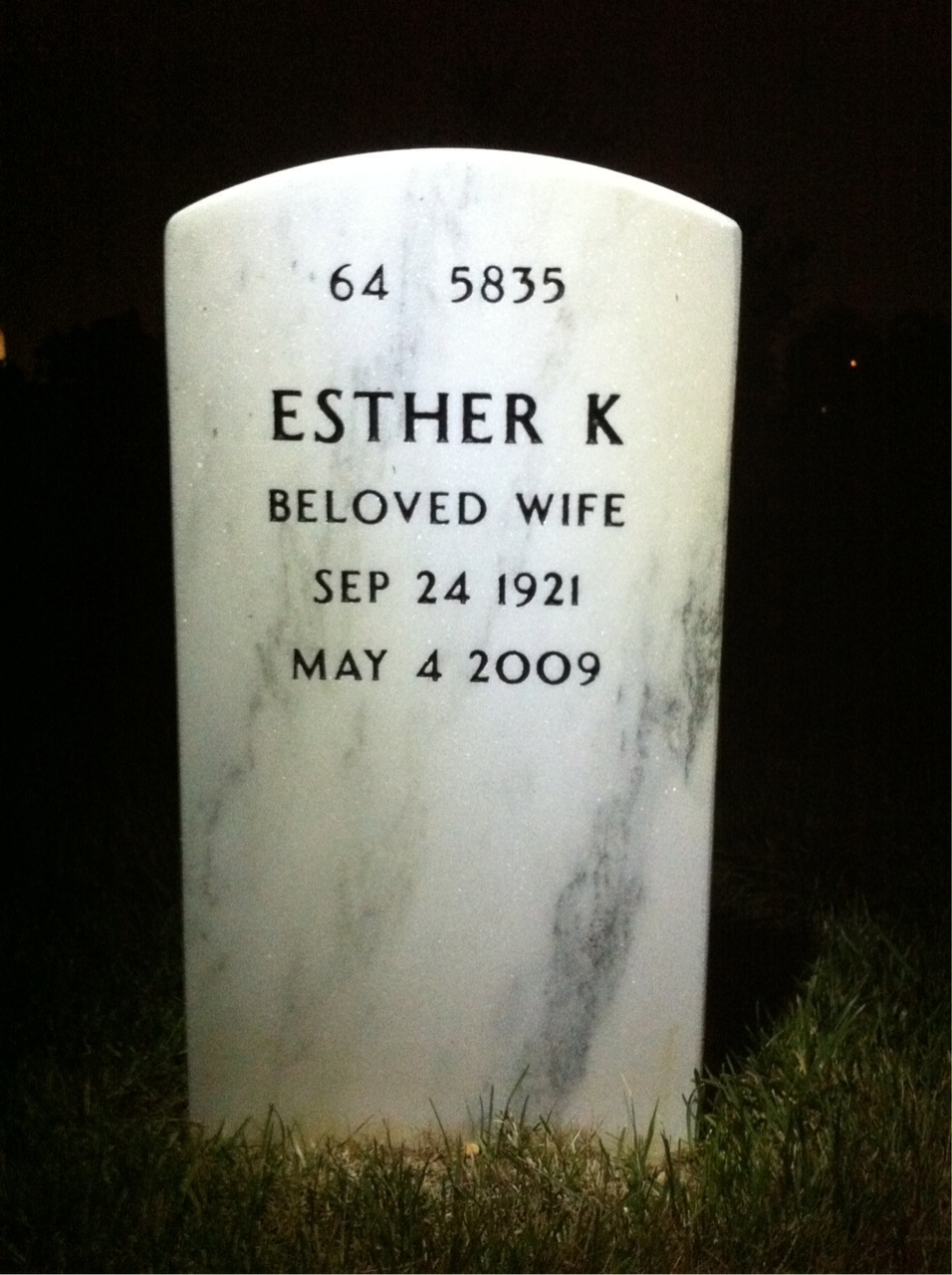 Back of headstone — John Williamson