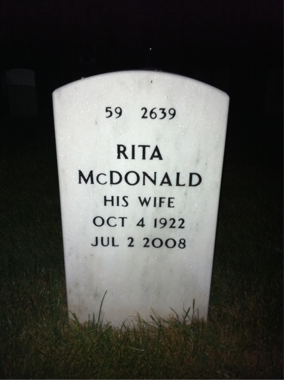 Back of headstone — William Quinlivan