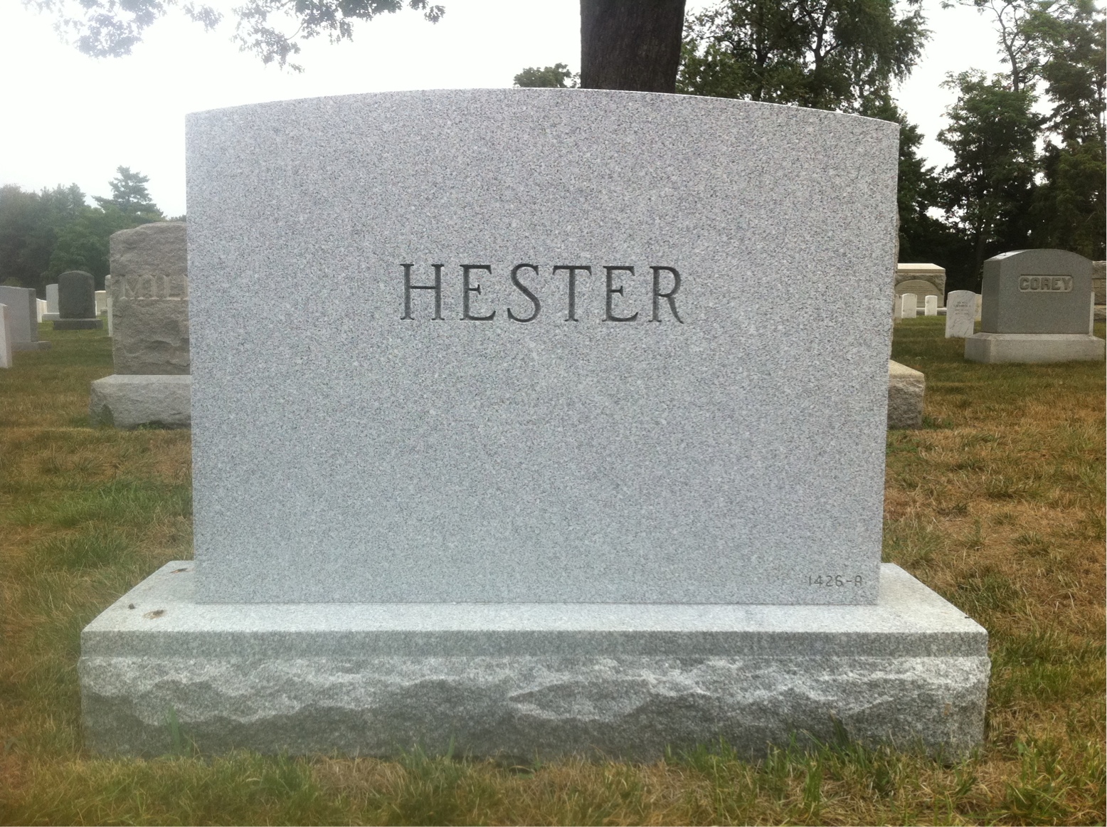 Back of headstone — James Hester