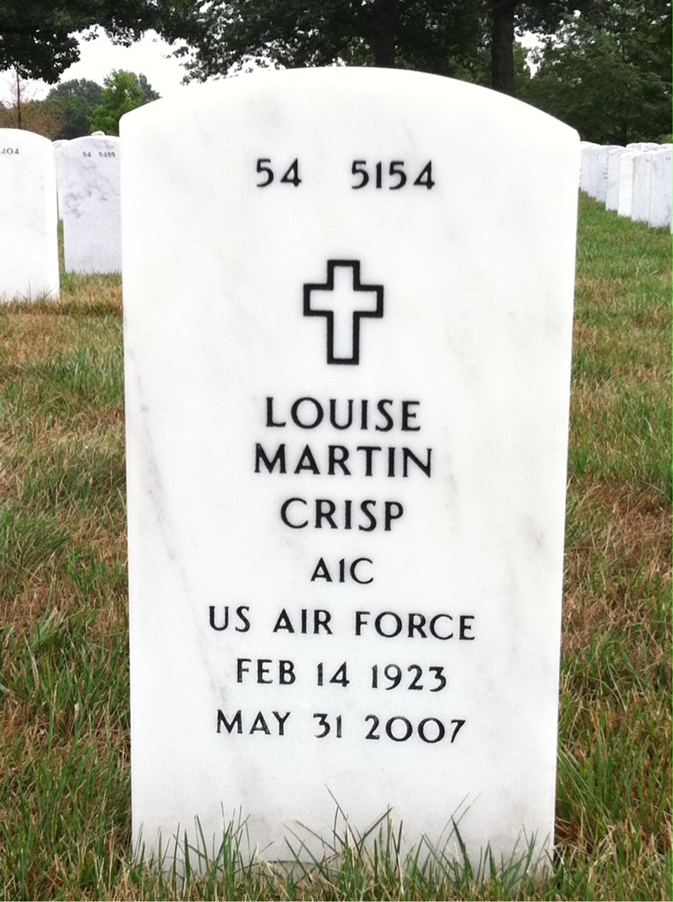 Back of headstone — Carroll Crisp