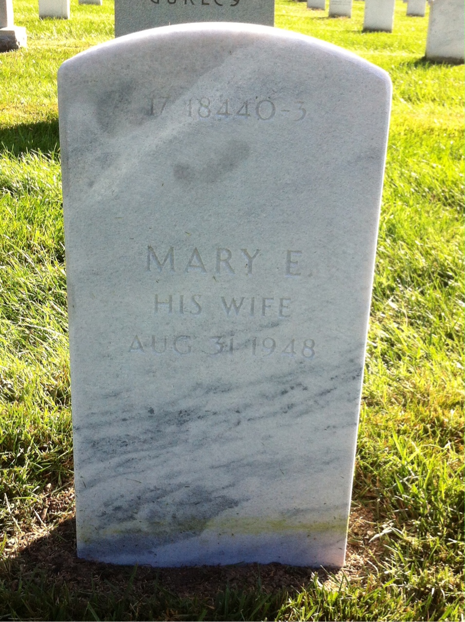 Back of headstone — Fritz Mueller