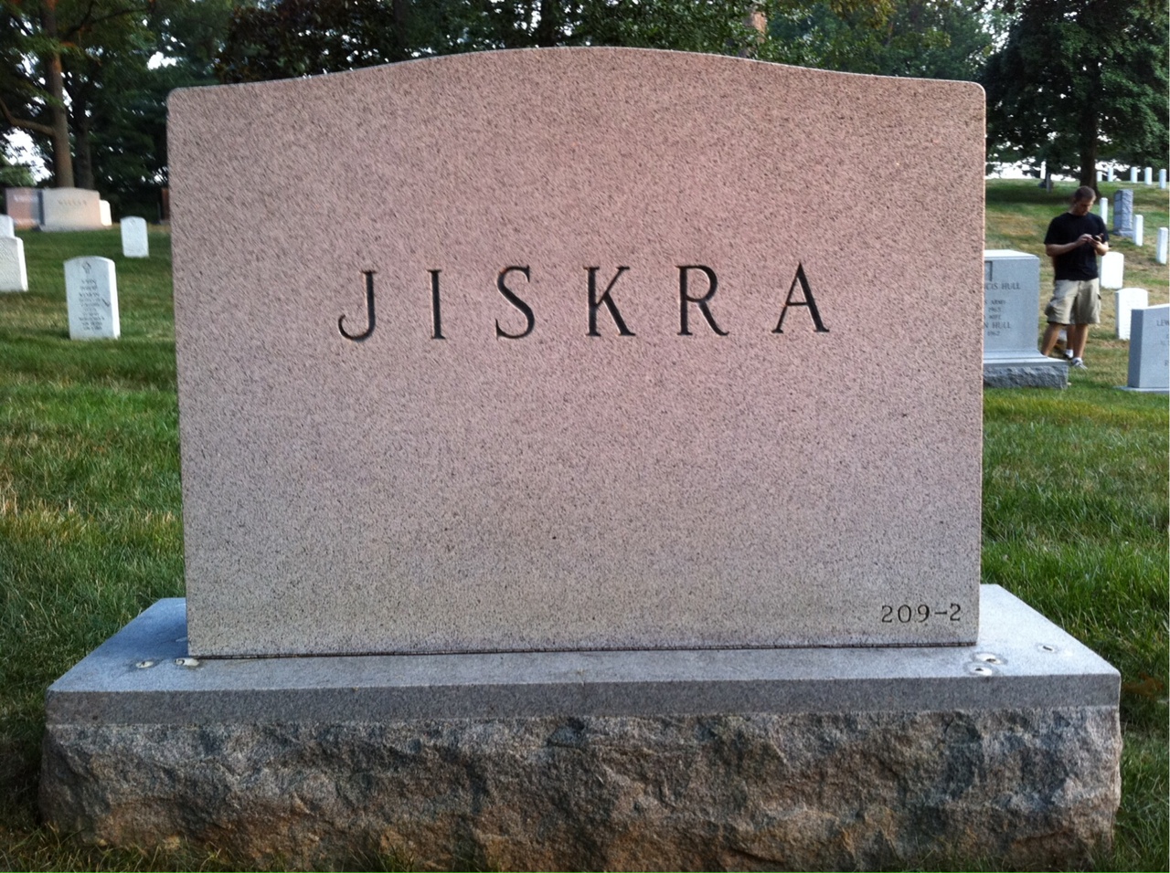 Back of headstone — Agnes Jiskra
