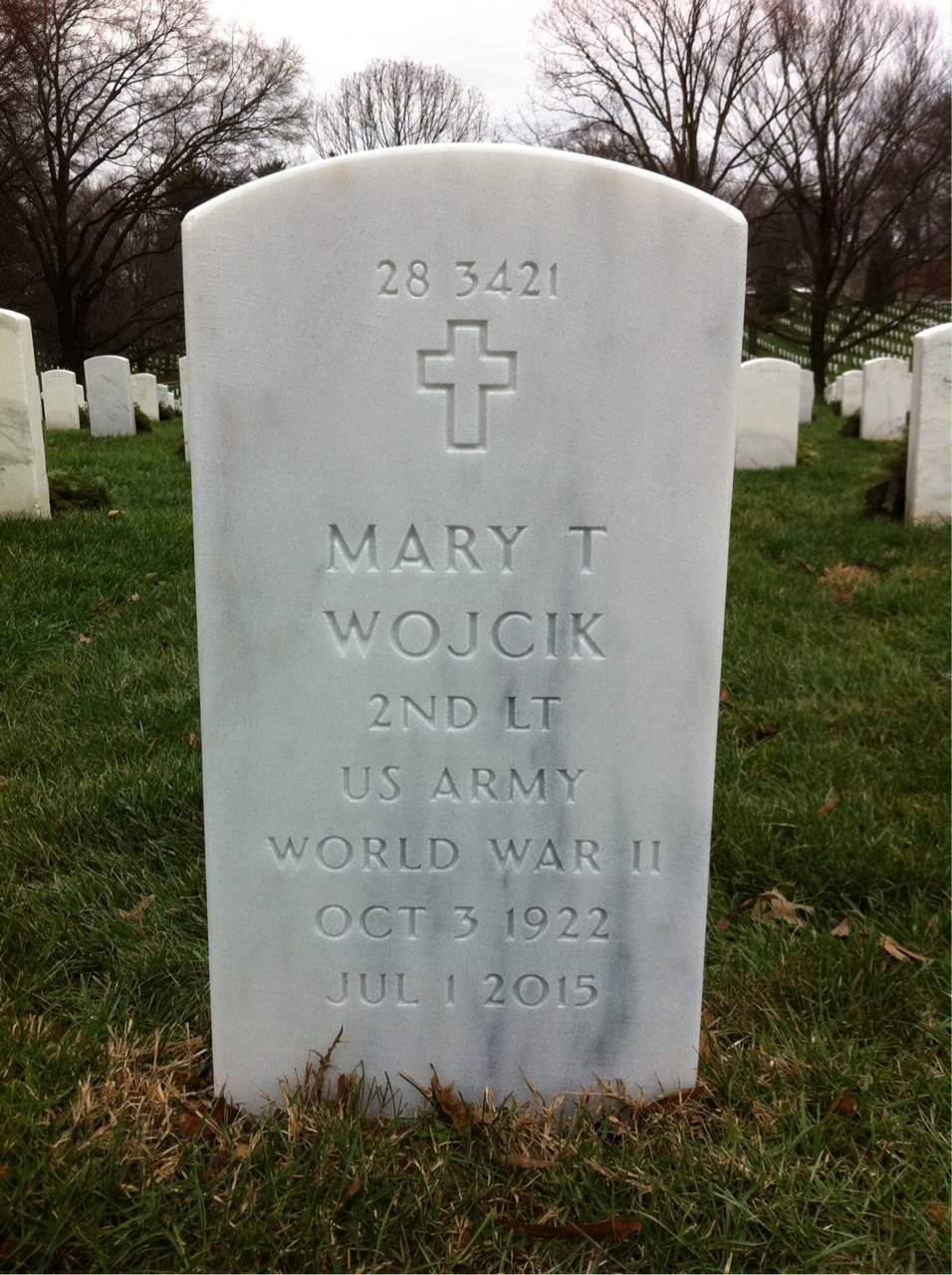 Back of headstone — Lawrence Wojcik