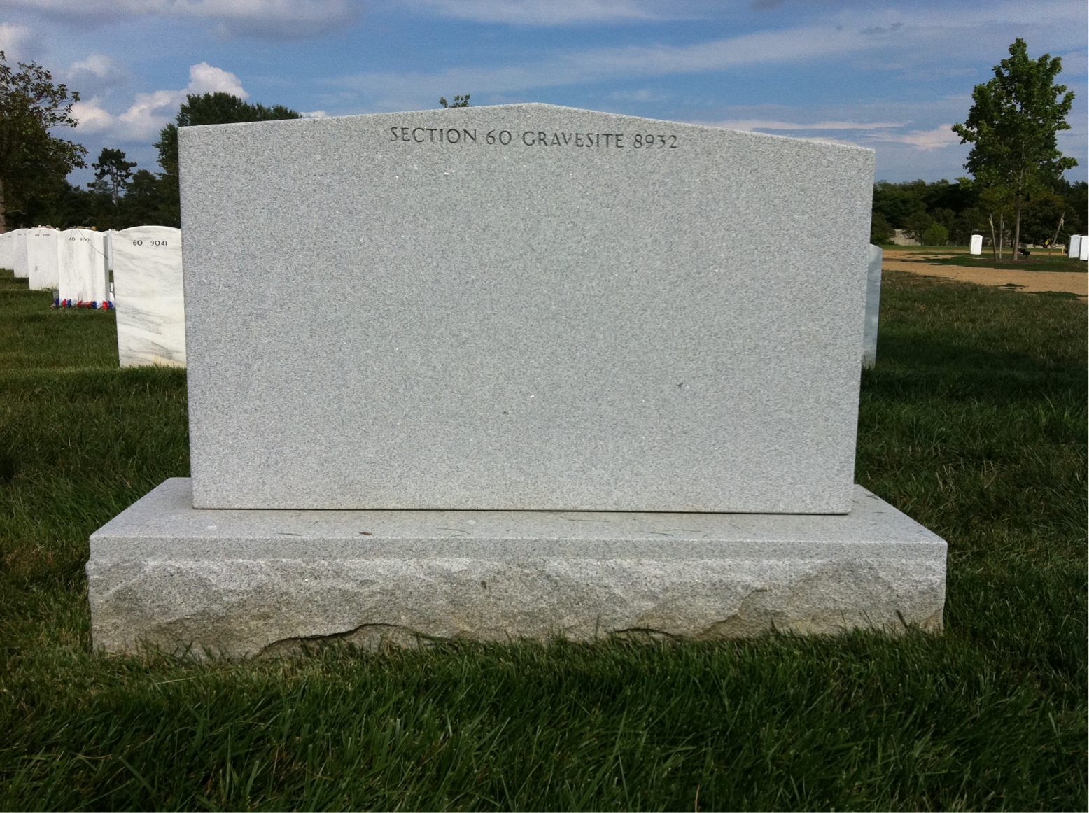 Back of headstone — Aaron Cox