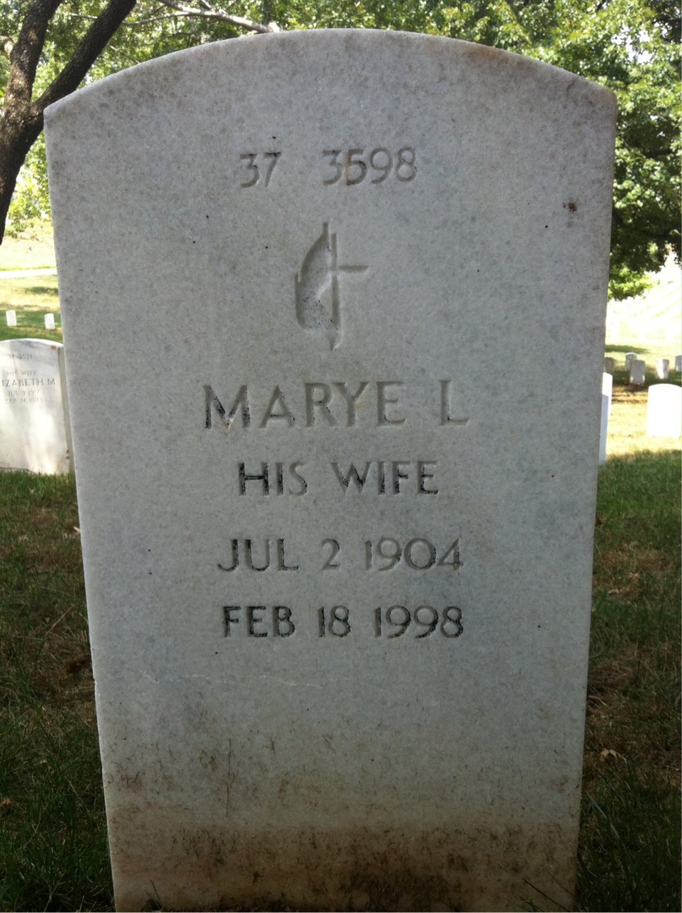 Back of headstone — George Allyn