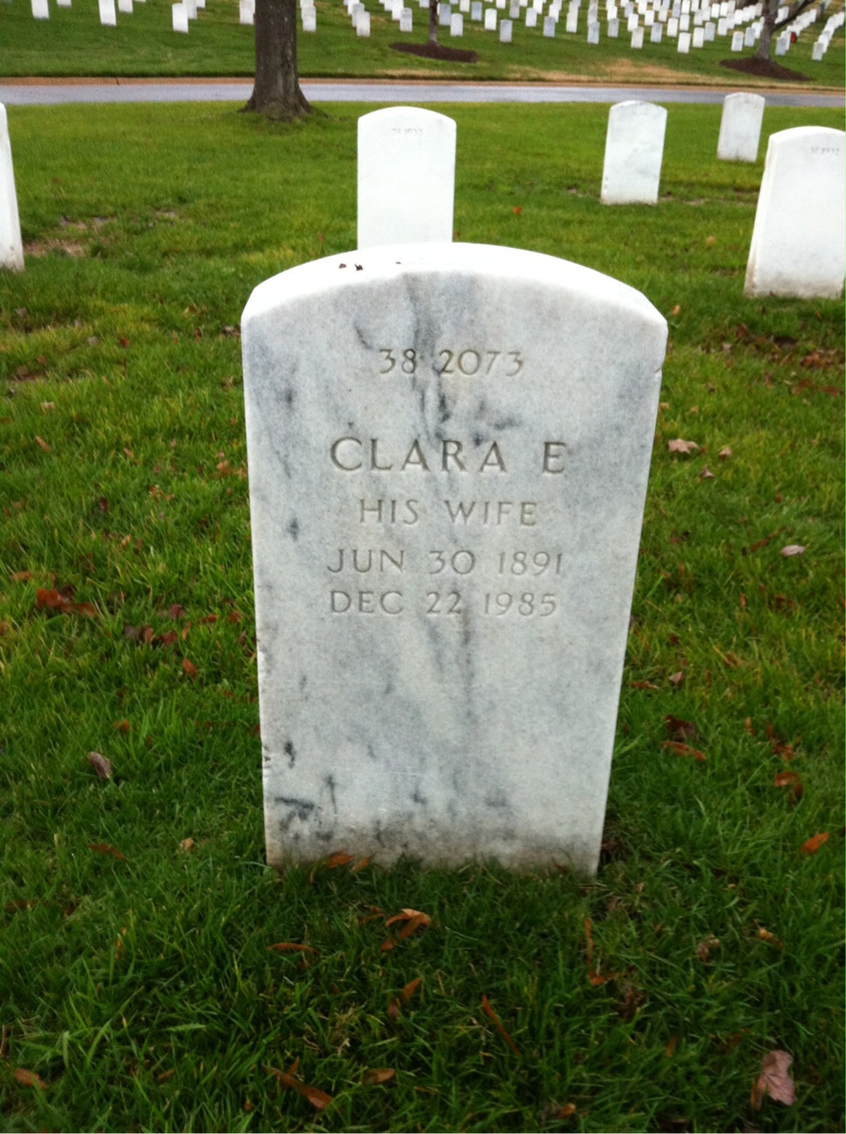 Back of headstone — Clara Benson